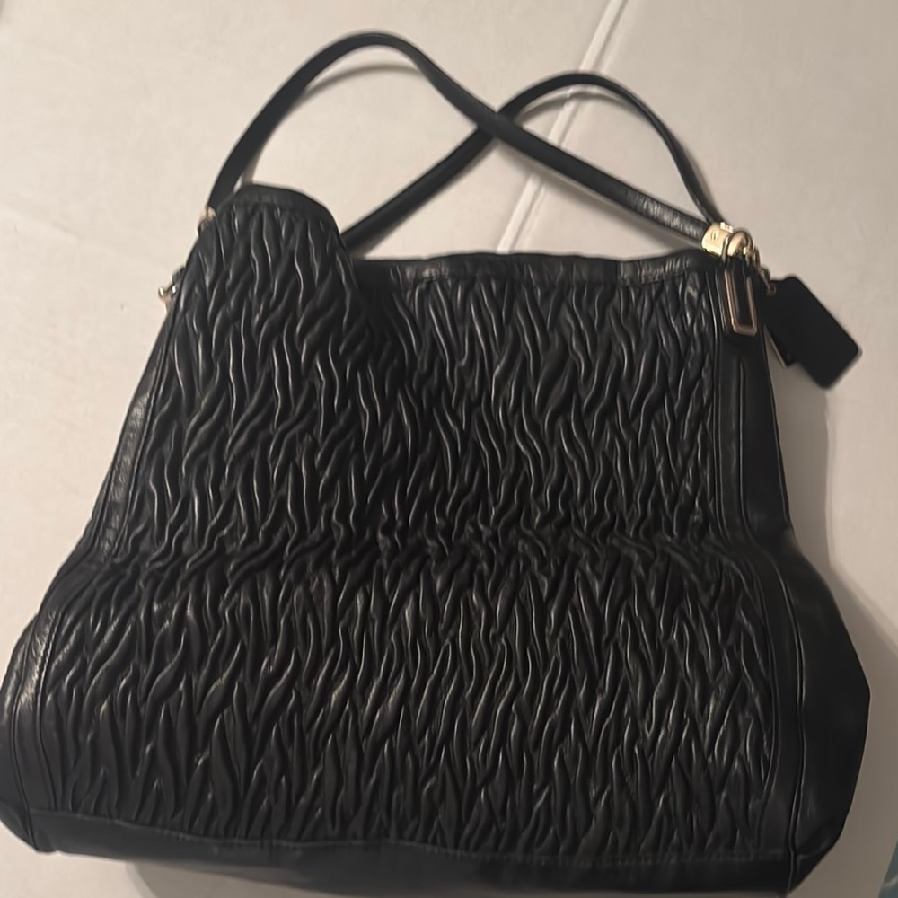 Coach, Madison Phoebe, Elegant Black Leather Tote Bag